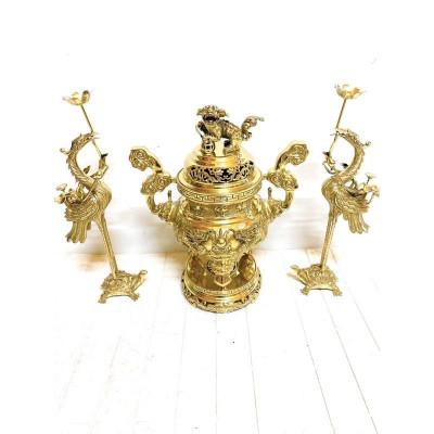 BỘ ĐỈNH TAM SỰ CAO 45 CM NẶNG 11.5 KG CHẤT LIỆU BẰNG ĐỒNG