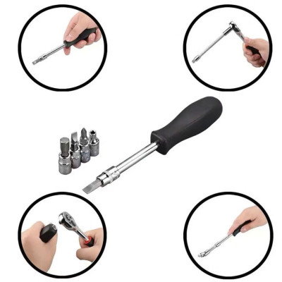 Bộ Dụng Cụ Mở Bu Lông Ốc Vít Sửa Chữa Ô Tô Xe Máy Đa Năng (46 Chi Tiết, Mạ Chrome, Chuẩn 1.4 Inch) - HÀNG CHÍNH HÃNG MINIIN