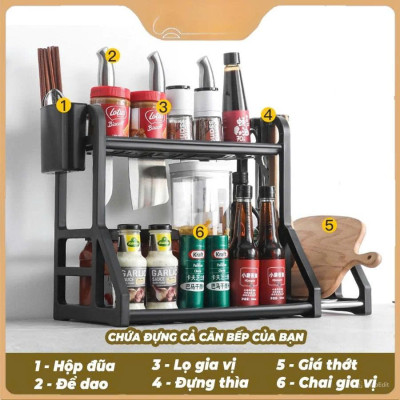 Kệ Đựng Gia Vị  2 Tầng Đựng Đồ Dùng Nhà Bếp Đa Năng Tiện Lợi
