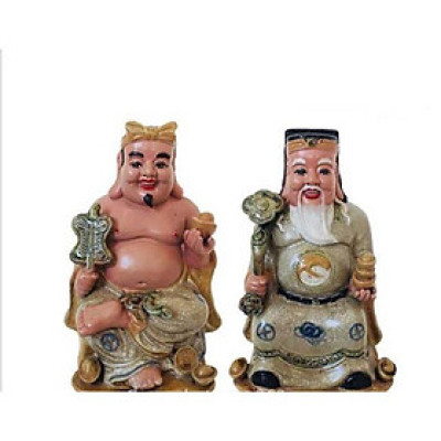 Tượng gốm thần tài-thổ địa men rạn Bát tràng