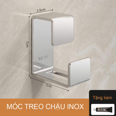 Móc Treo Chậu Inox 304 Gắn Tường Nhà Tắm, Treo Thau, Chậu Giặt, Móc Treo Đồ Đa Năng, Không Khoan Đục. Takyhome 2019