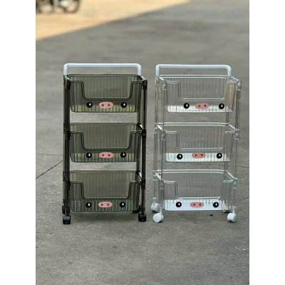 Kệ Nhà Bếp 3 Tầng Trong Suốt Hình Heo Có Bánh Xe Xịn Sò - Kệ Để Mỹ Phẩm, Đồ Trang Điểm Đa Năng - HÀNG CHÍNH HÃNG MINIIN