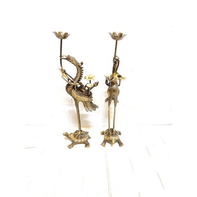 ĐÔI HẠC ĐỒNG CAO 52 CM NẶNG 4.4 KG MÀU 2 NAI CHẤT LIỆU BẰNG ĐỒNG