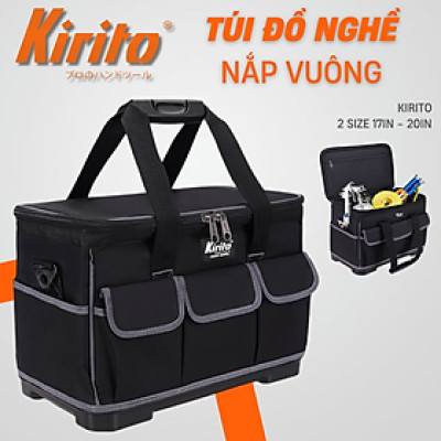 [Cao Cấp] Túi Đồ Nghề Dụng Cụ Sửa Chữa Nắp Vuông Có Ngăn Phụ Kéo Khóa màu đen xám KIRITO