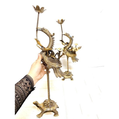 ĐÔI HẠC ĐỒNG CAO 52 CM NẶNG 4.4 KG MÀU 2 NAI CHẤT LIỆU BẰNG ĐỒNG