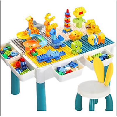 Bàn xây dựng lắp ráp, tặng kèm đồ chơi xếp hình thông minh cho bé 