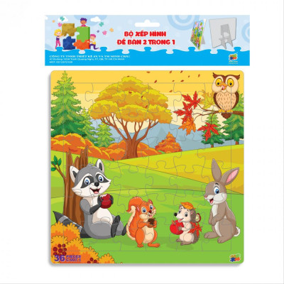 Bộ 2 Tranh Xếp Hình 36 Mảnh Để Bàn 23 x 23 cm - Minh Châu C2-007