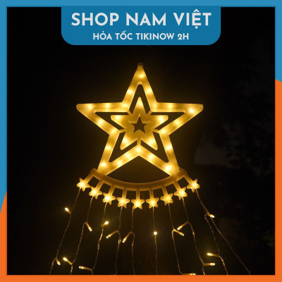 Đèn Sao Thả 9 Dây Năng Lượng Mặt Trời Trang Trí Giáng Sinh, Năm Mới