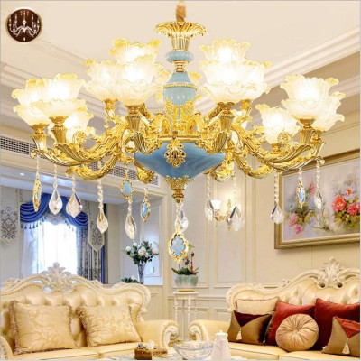 Đèn Chùm Pha Lê 15 tay XANH NGỌC- Phong Cách Châu Âu Hiện Đại Phù Hợp Trang Trí Phòng Khách, Nhà Hàng, Hội Trường.