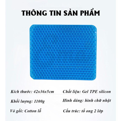 Đệm ngồi Gel 3D tổ ong thoáng khí, Chất liệu Silicon mát lạnh siêu êm - Hàng cao cấp chính hãng miDoctor