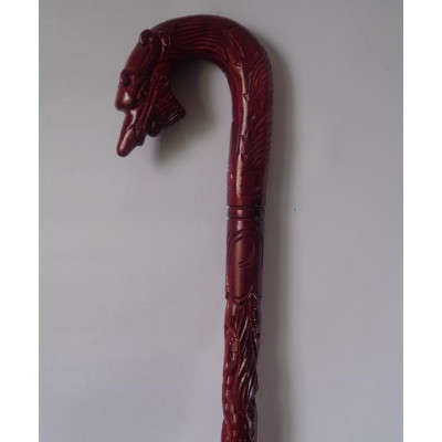 Combo Gậy Batoong gỗ đầu trạm thân  rồng Kèm Cây xỏ giầy gỗ muồng đen KT 55cm