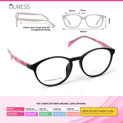Gọng kính nhựa dẻo tr90 thời trang nam nữ Ouress CA1638