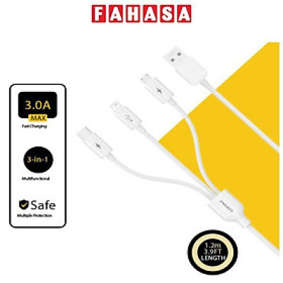 Cáp Sạc Mr White 3-In-1 - Lightning/USB-C/Micro - Global - Pisen AP07-1200