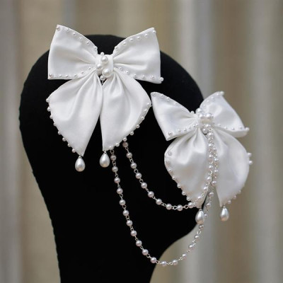 Bộ cài tóc cô dâu đôi nơ dây hạt trai Giangpkc 6-2022SP2221281