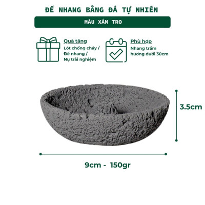 Đế Hứng Nhang Trầm Hương 3 Lành Bằng Đá Rộng Miệng Phong Cách Thiền Nhật Trang Trí Nhà Bàn Thờ Thiền