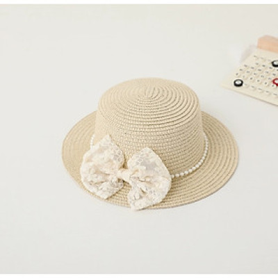 Nón mũ đi biển vành bằng phối đai ngọc trai nhân tạo nơ ren chất liệu cói chống nắng thoáng mát thời trang Hàn Quốc dona240698
