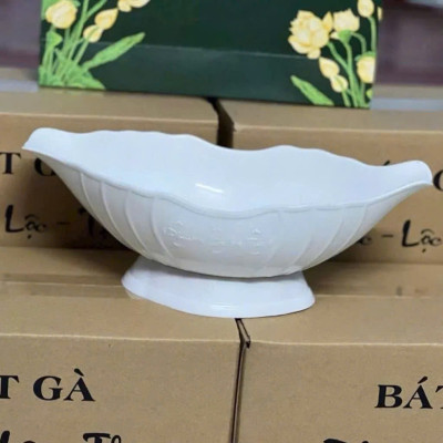 Bát thuyền đựng gà cúng nguyên con, đựng hoa quả nhựa  trắng dày cao cấp