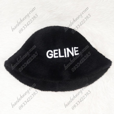 Mũ bo cụp lông xù nón tai bèo vành tròn hàng quảng châu thêu chữ, vành rộng 5cm, phía trong có 2 dây rút giúp giữ