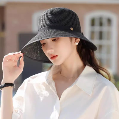 Nón mũ cói viền đen rộng vành che nắng đi biển thoáng mát kiểu dáng đẹp hợp thời trang dona250502