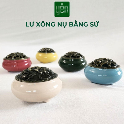 Lư Xông Nhang Nụ Thảo Mộc Bằng Sứ Cao 7cm Nhiều Màu Sắc Phong Thủy Trang Trí Bàn Thờ Dâng Hương
