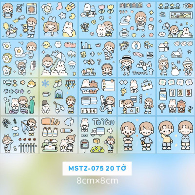 Bộ 20 Tờ Sticker Nhiều Hình Cô Gái Và Bé Thỏ - Telado MSTZ-07/2-6 (Mẫu Màu Giao Ngẫu Nhiên)