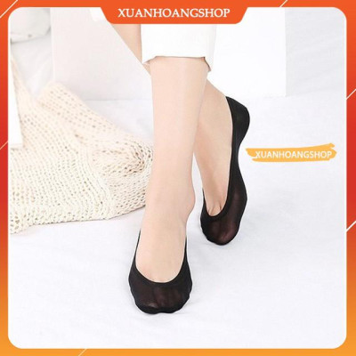  Vớ/Tất Hài Nữ Lười Ngắn Màu Đen, Da Nửa Bàn Chân Lali Hàn Quốc Đẹp Siêu Dai, Chống Xước, Chống Trơn Trượt, Hôi