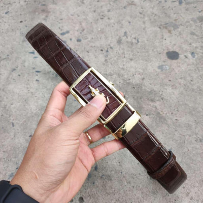 Nịt da cá sấu BẢN LỚN phù hợp bụng bia. Da bụng vân đẹp nhẹ nhàng! (mặt vàng)