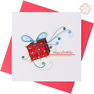 Thiệp Giấy Xoắn mừng Sinh Nhật - hộp quà mừng sinh nhật - size 15x15cm