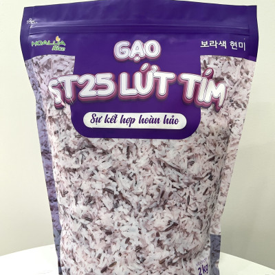 Gạo ST25 Lứt Tím túi 2kg - Dẻo mềm, thơm đặc trưng, giàu dinh dưỡng