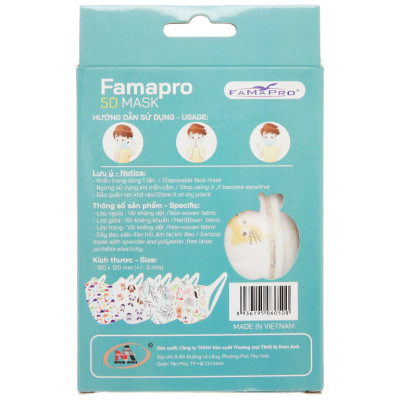 Hộp 10 Khẩu Trang Trẻ Em 5D Mask Quai Vải