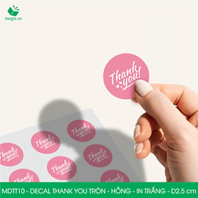 MDTT10 - D2.5cm - 1000 Sticker Thank you, decal Thank you tròn dán hộp carton, tem cám ơn, nhãn dán cảm ơn trang trí gói hàng