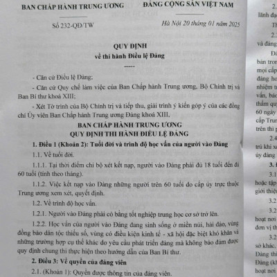Sách Điều Lệ Đảng Cộng Sản Việt Nam - Văn Bản Quy Định Chi Tiết Thi Hành (V2565T)