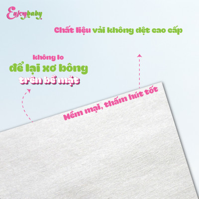 COMBO 10 Khăn ướt baby ENJOY mềm mại, dưỡng ẩm, tiện dụng, đạt chuẩn sức khỏe SGS - Gói 20/50/80 tờ