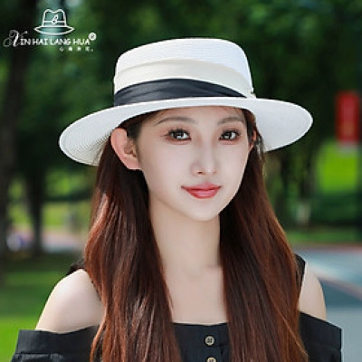 Nón vành nhỏ fedora chất liệu cói mũ rộng vành đi biển phối đai đen trắng thời trang Hàn Quốc  Chất liệu cói thoáng mát   Kích thước vành rộng 5cm