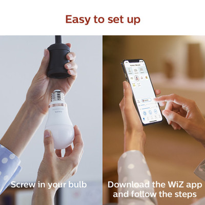 Bóng đèn thông minh WiZ Tunable White and Color RGB E27 8.5W A60 16 triệu màu Hàng Chính Hãng