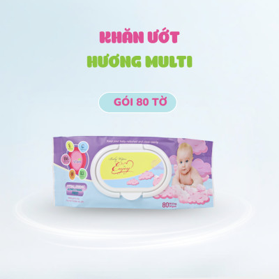 COMBO 5 Khăn ướt baby ENJOY mềm mại, dưỡng ẩm, tiện dụng, đạt chuẩn sức khỏe SGS - Gói 20/50/80 tờ
