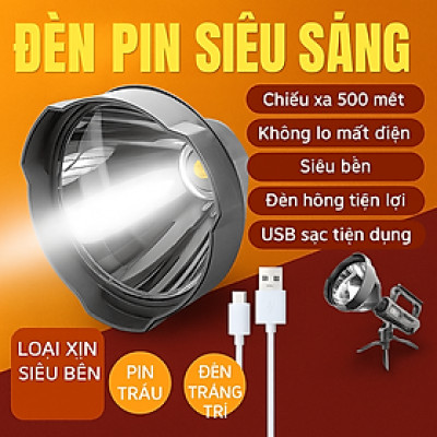 Đèn PiM Cầm Tay Loại Xịn Siêu Sáng – Chiếu Xa 500m, Có Đèn Hông, Siêu Bền, ĐÈN Trang Trí Cực Đẹp