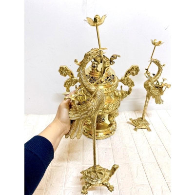 BỘ ĐỈNH TAM SỰ CAO 45 CM NẶNG 11.5 KG CHẤT LIỆU BẰNG ĐỒNG