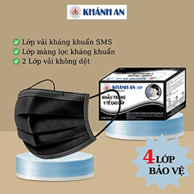 Khẩu trang y tế Khánh An VIP 4 lớp kháng khuẩn 1 hộp 50 chiếc loại cao cấp