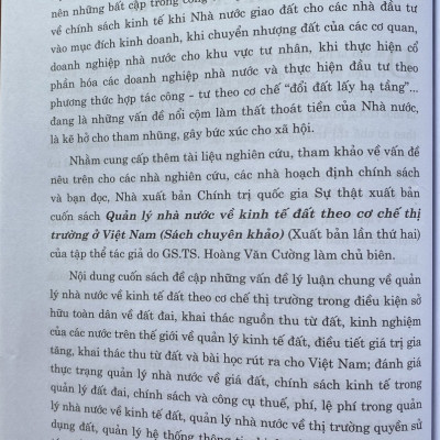 Sách - Quản Lý Nhà Nước Về Kinh Tế Đất Theo Cơ Chế Thị Trường Ở Việt Nam