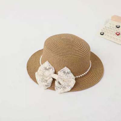 Nón mũ đi biển vành bằng phối đai ngọc trai nhân tạo nơ ren chất liệu cói chống nắng thoáng mát thời trang Hàn Quốc dona240698