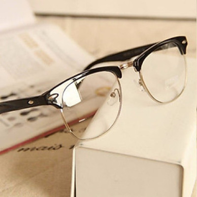 Kính gọng nửa viền dáng cổ điển - Tặng kèm hộp đựng khăn lau