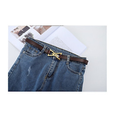 THẮT LƯNG NỮ NHỎ TAM GIÁC KHÓA, HAI LỚP DA BÒ THỜI TRANG 