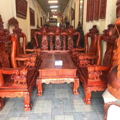 Bộ sofa Tam Sư Nghê Ba Đầu gỗ Hương Đá