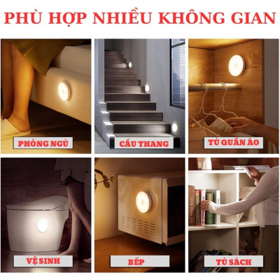 Đèn Led Cảm Ứng Chuyển Động Thông Minh Tự Bật Tắt Dán Tường, Đèn Cảm Biến Gắn Cầu Thang, Giường Tủ Sạc Pin Tích Điện