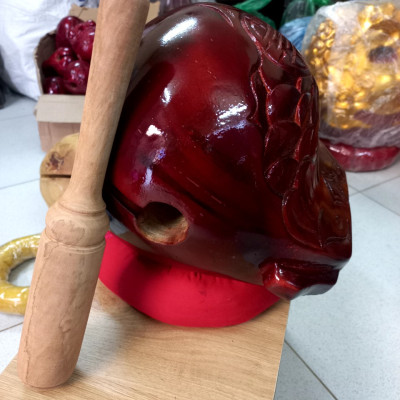 Mõ tụng kinh bằng gỗ mít kt 14cm