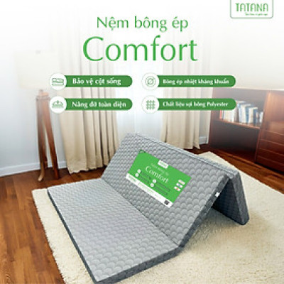 Nệm Bông Ép Tatana Comfort Gấp 3- Di chuyển tiện lợi - Độ Cứng Vừa, Nâng Đỡ Cơ Thể, Áo Nệm Nhiều Màu
