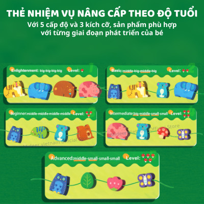 Xâu hạt cho bé, đồ chơi Montessori luồn khối gỗ phát triển tư duy trí tuệ Mideer Lacing Beads