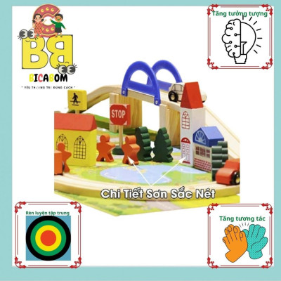 Đồ chơi lắp ráp cho bé bằng gỗ ghép mô hình giao thông thành phố Bc24