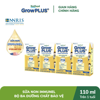 Thùng Sữa Bột Pha sẵn Nutifood GrowPLUS+ Sữa Non Immunel trên 1 tuổi (24 hộp x 110mL)